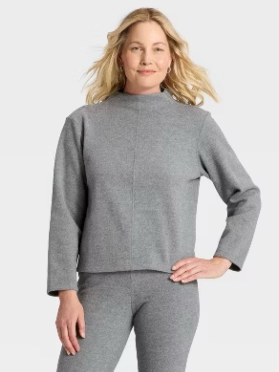 A New Day Brushed Mock Neck Sweater // Gray // Xl // New